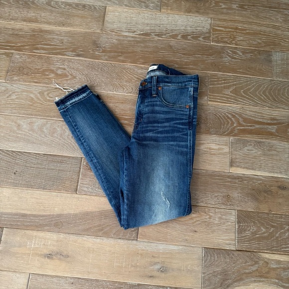 Madewell High Rise Skinny Women's Distressed Blue Jeans - Picture 3 of 5